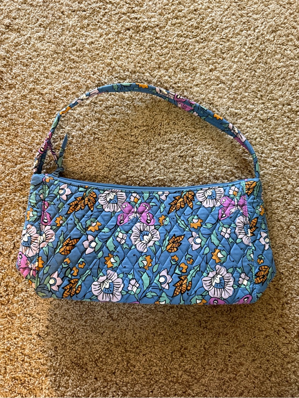 Vera Bradley Butterfly By Multi Compartment Shoulder Bag Satchel Blue Floral